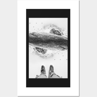 Eagle Mountain black and white photo manipulation illustration Posters and Art